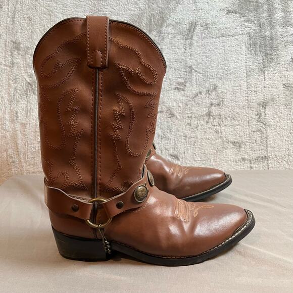 Smokey Mountain Boots Brown Embroidered Leather Boots Girls Size 4 - Picture 1 of 8